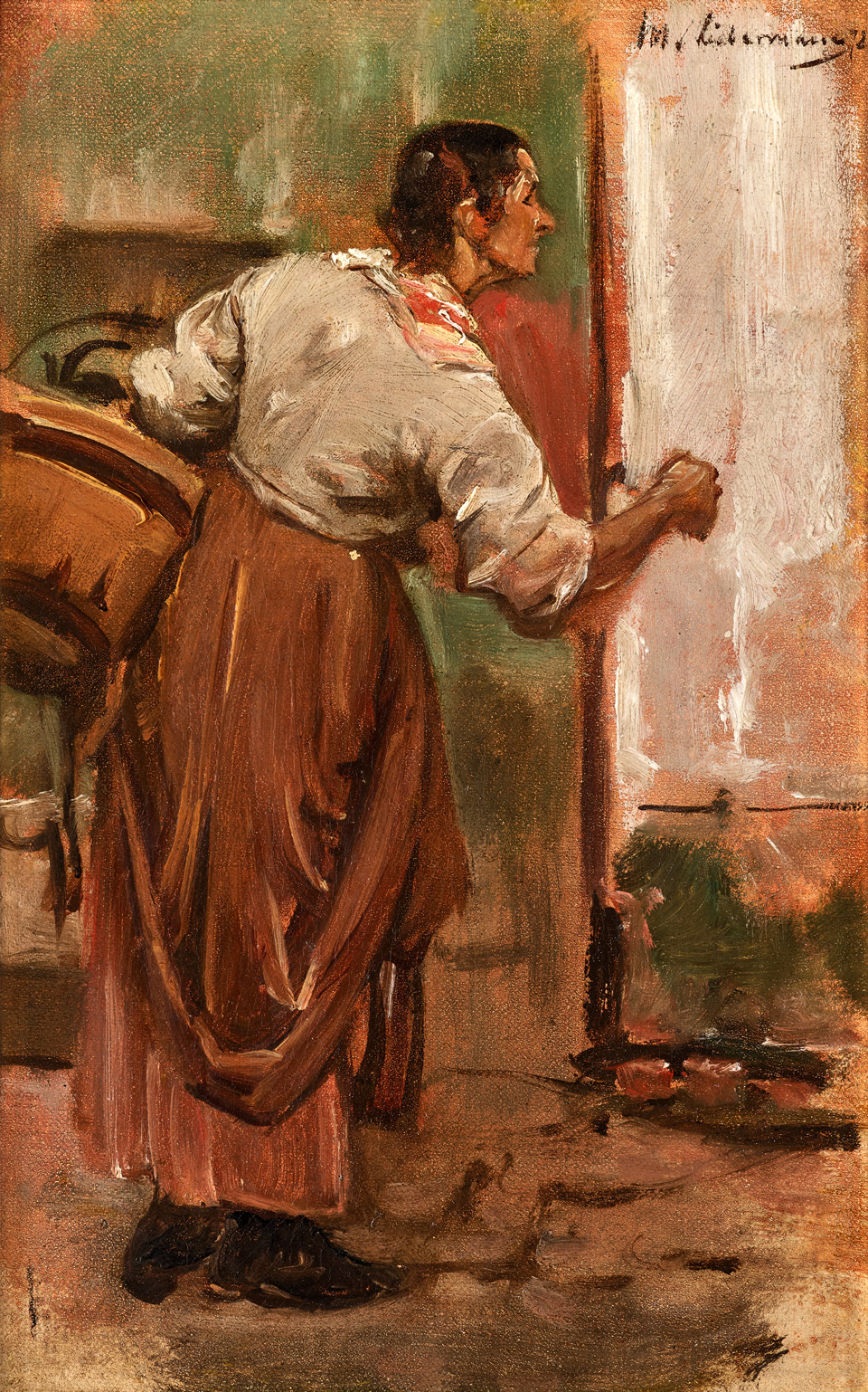 Max Liebermann: Alte Frau an der Haustür, 1878