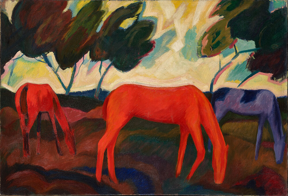 Otto Fischer-Lamberg: Three Horses, c. 1923, Kulturstiftung Sachsen-Anhalt, Kunstmuseum Moritzburg Halle (Saale), photo: Punctum/Bertram Kober © Estate Otto Fischer-Lamberg