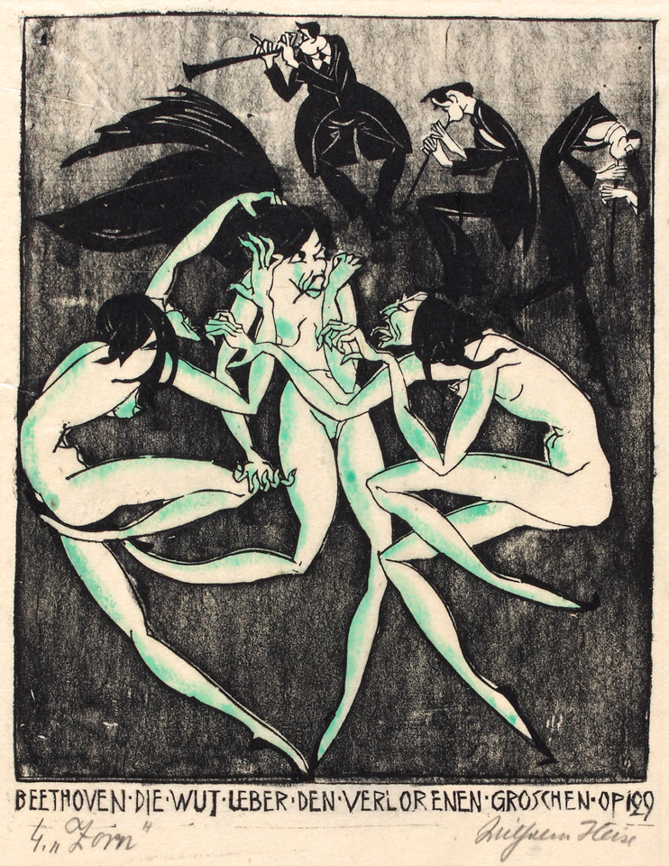 Wilhelm Heise: Zorn, Blatt 4 aus „Der Unfug. Sechs Tanz-Grotesken“, 1920, Kulturstiftung Sachsen-Anhalt, Kunstmuseum Moritzburg Halle (Saale), Foto: Eric Tschernow