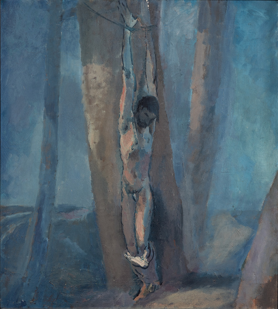 Albert Weisgerber: Sebastian in Blau, 1909-1910, Öl auf Leinwand, 77 x 70 cm, Kulturstiftung Sachsen-Anhalt, Kunstmuseum Moritzburg Halle (Saale), Foto: Punctum/Bertram Kober