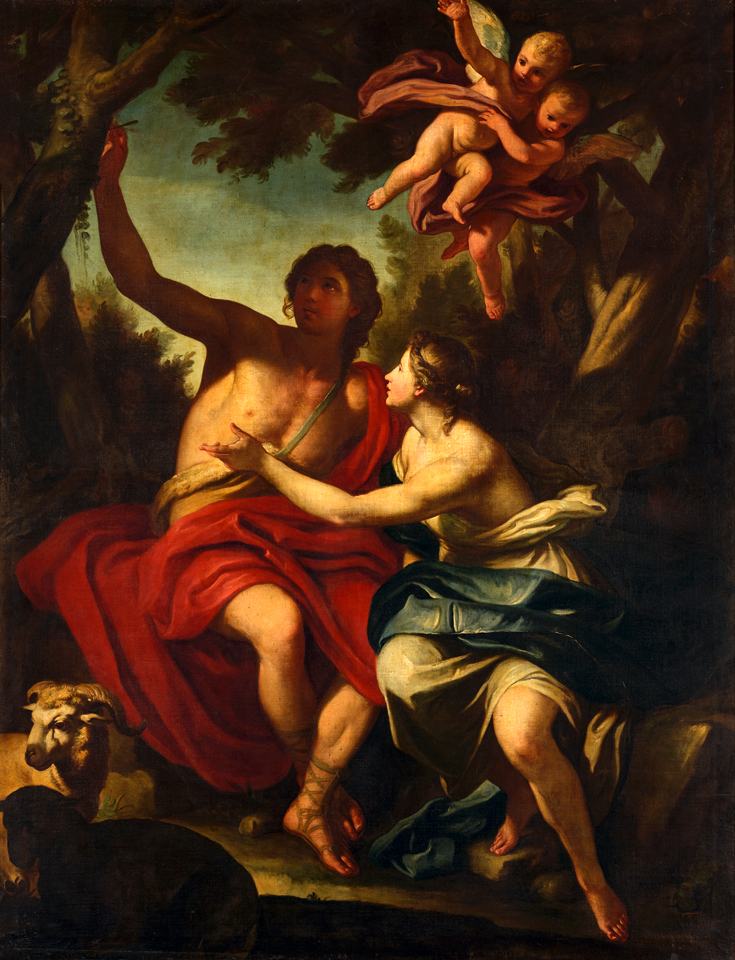Pietro A. Rotari: Angelika und Medoro bei den Hirten, um 1755, Öl auf Leinwand, 211 x 163 cm, Kulturstiftung Sachsen-Anhalt, Kunstmuseum Moritzburg Halle (Saale), Foto: Punctum/Bertram Kober Pietro A. Rotari: Angelika und Medoro bei den Hirten, um 1755, Öl auf Leinwand, 211 x 163 cm, Kulturstiftung Sachsen-Anhalt, Kunstmuseum Moritzburg Halle (Saale), Foto: Punctum/Bertram Kober
